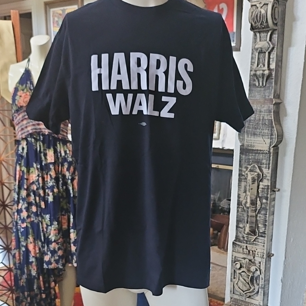 Nwot Black Cotton Presidential 2024 T-shirt Harris Walz Union Made By Teamsters